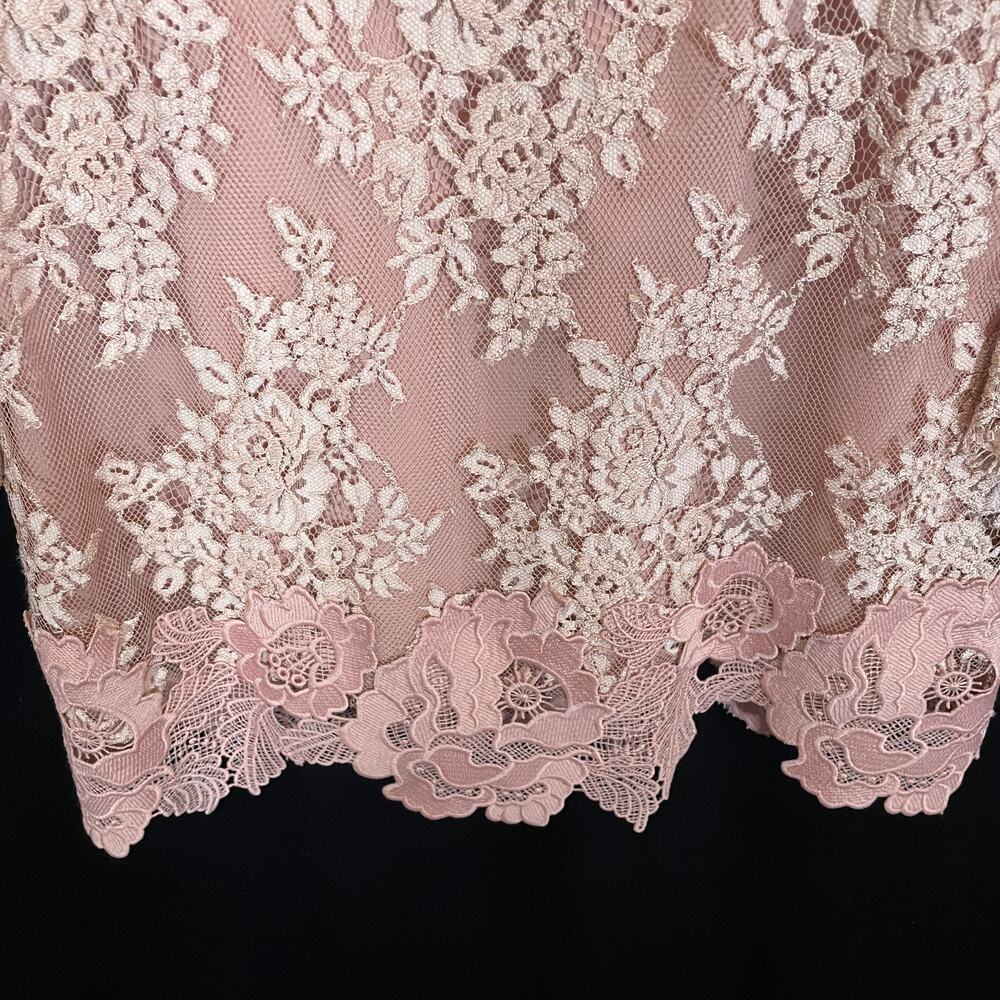 Saylor x Revolve Leondra Dress Lace Peachy Pink Long Sleeve Mini Sheer Scallop M - Picture 4 of 7